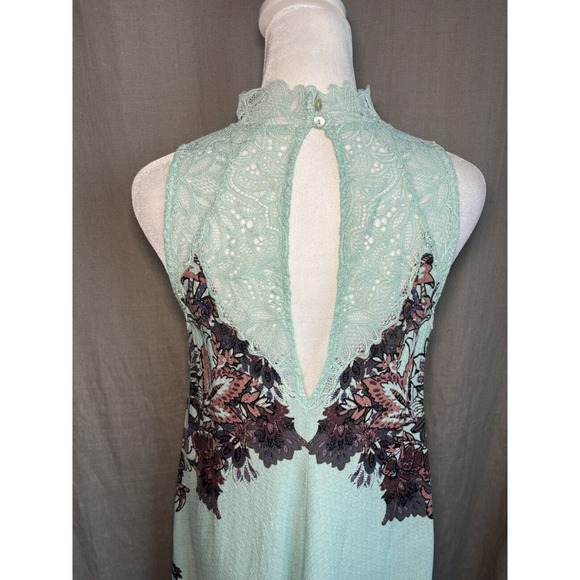 Intimately Free People Marsha Lace Slip Dress Turquoise Blue Floral Flowing XS - Picture 3 of 16